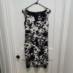 Adrianna Papell Black White Floral Dress Size 8